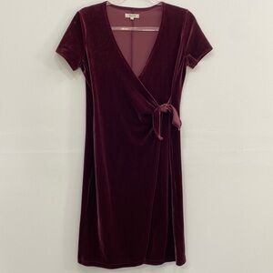 Madewell Velvet Side Tie Dress women's XS Burgundy